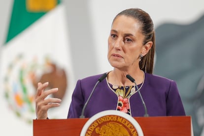 Claudia Sheinbaum en el Palacio Nacional, Ciudad de México este jueves.
