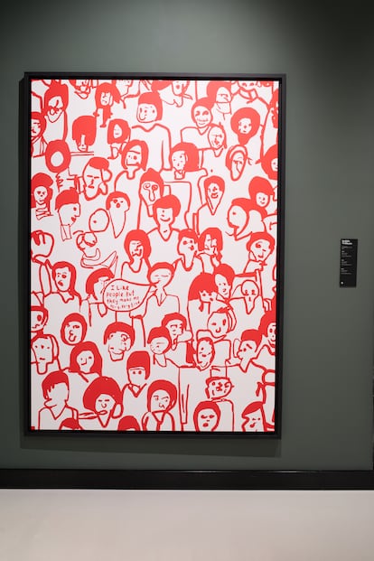 One of the works by Robbie Williams exhibited at the Moco museum in Barcelona until November 20, 2024.