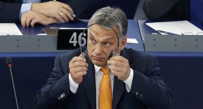 El primer ministro húngaro, Víktor Orbán, en Estrasburgo.