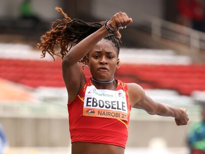 Tessy Ebosele en la final de triple salto del campeonato del Mundo de Atletismo al Aire Libre Sub 20 en Nairobi.