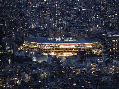 Panorâmica externa do Estádio Nacional de Tóquio.