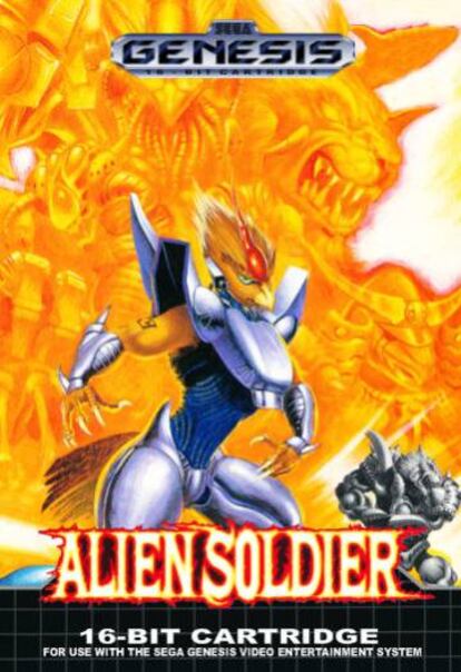Carátula del videojuego de Treasure 'Alien soldier'.