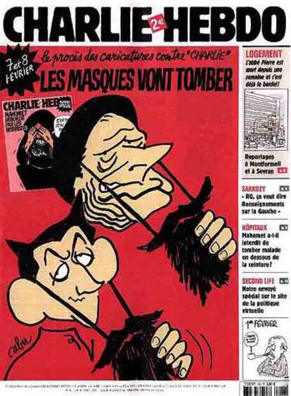 Portada de la revista &#39;Charlie Hebdo&#39; dedicada al juicio que este miércoles y jueves se celebra en París por las caricaturas que Mahoma que el semanario francés publicó en febrero de 2006.
