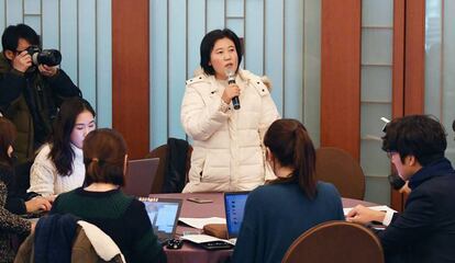 La norcoreana Kim Ryon Hui en una conferencia de la ONU en Seúl en diciembre.