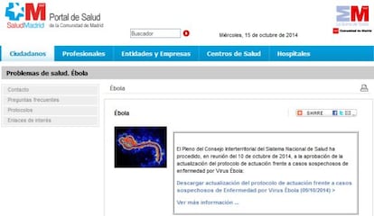 Captura de la web con informacin sobre el bola creada por el Portal de Salud de Madrid.