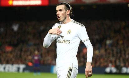 Bale, en el Camp Nou contra el Barça.