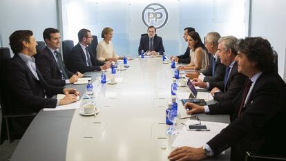 Mariano Rajoy, durante uma reunião do Comitê de Direção do PP.