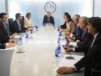 Mariano Rajoy, durante uma reunião do Comitê de Direção do PP.