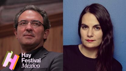 Los escritores Juan Gabriel Vásquez y Elvira Liceaga, en una composición fotográfica.