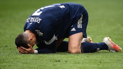 Cristiano Ronaldo, durante el partido que la Juventus perdió contra el Benevento.