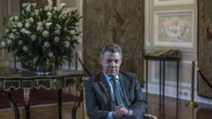 O presidente da Colômbia, Juan Manuel Santos, na Casa de Nariño