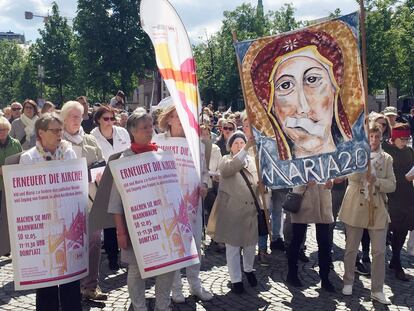 Protesta contra el poder masculino en la Iglesia, en Münster (Alemania) en 2019.