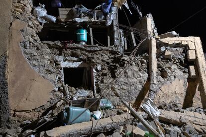 Casa de Mulay Brahim, totalmente destruida tras el seísmo.  derruida. 