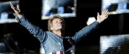 Bon Jovi, durante su concierto en el Vicente Calderón.