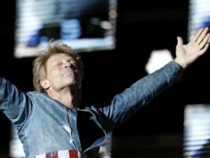 Bon Jovi, durante su concierto en el Vicente Calderón.