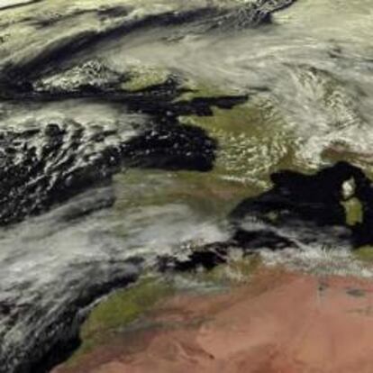 Imagen del satélite Meteosat para la Agencia Estatal de Meteorología que muestra la borrasca que está pasando por España