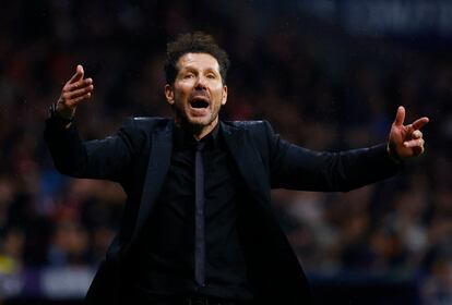 Diego Pablo Simeone, durante el Atlético-Real Madrid (4-2) correspondiente a los octavos de final de la Copa del Rey.