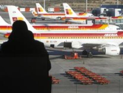 Aviones de Iberia en el aeropuerto de Madrid