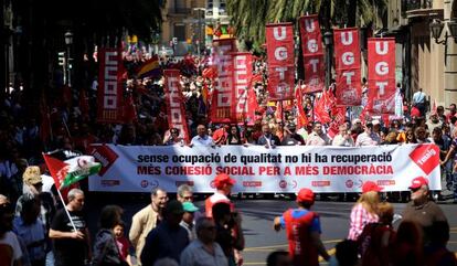 Cabecera de la manifestación de Valencia