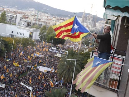 Manifestación por la liberación de los exconsejeros encarcelados.