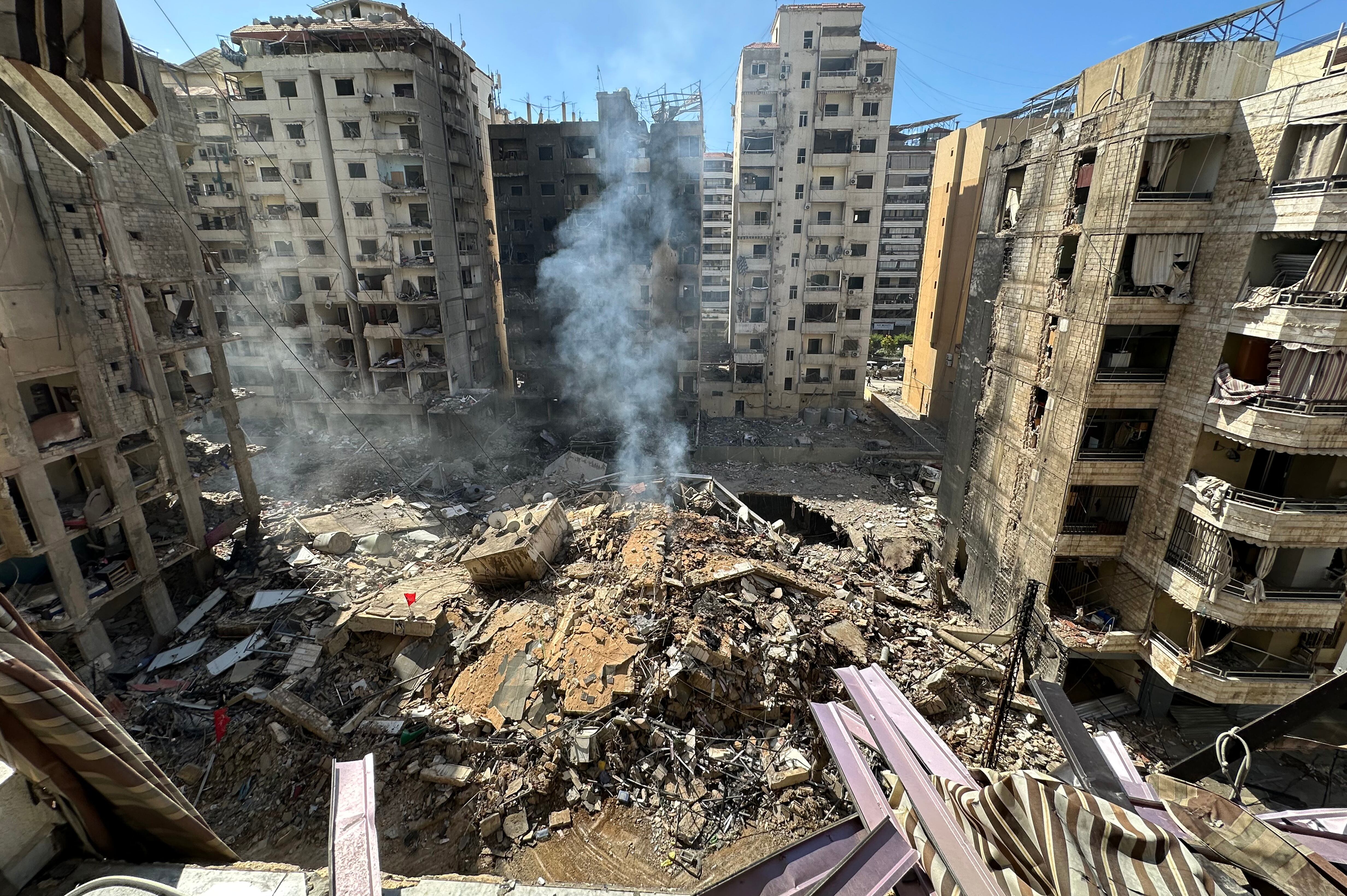 Barrio del sur de Beirut bombardeado por Israel, en un ataque el 2 de octubre.