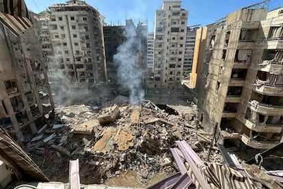 Barrio del sur de Beirut bombardeado por Israel, en un ataque el 2 de octubre.