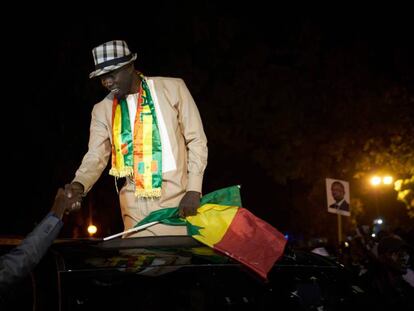 EL candidato a la presidencia de Senegal Ousmane Sonko durante un mitin el 20 de febrero de 2019 en Thies. 