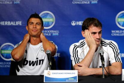 Cristiano y Casillas en la rueda de prensa de ayer.