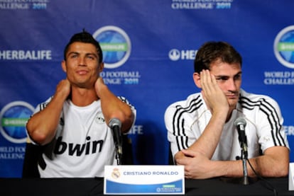 Cristiano y Casillas en la rueda de prensa de ayer.