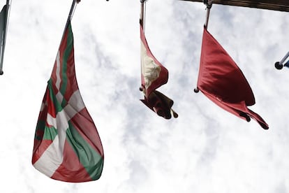 The Basque flag (left) flys outside Pamplona City Hall on Thursday.