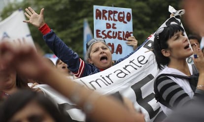Manifestación de docentes en Buenos Aires, este miércoles.