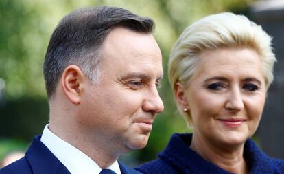 El presidente de Polonia Andrzej Duda con su esposa el pasado 9 de octubre. 