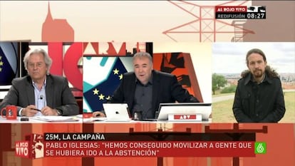 Javier Nart y Pablo Iglesias, en el programa de La Sexta &#039;Al rojo vivo&#039;.