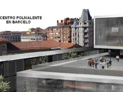 Jugando al baloncesto en la azotea del mercado de Barceló