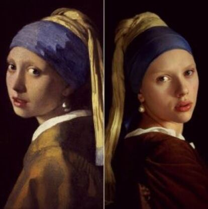 El original de Vermeer, a la izquierda, y el que se realizó para 'La joven de la perla', con Scarlett Johanson.