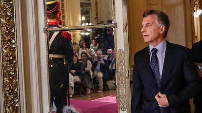 O presidente Mauricio Macri no Salão Branco da Casa Rosada, antes de uma coletiva de imprensa, em 3 de dezembro.