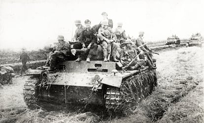 Un carro de combate Panzer alemán durante la Segunda Guerra Mundial.