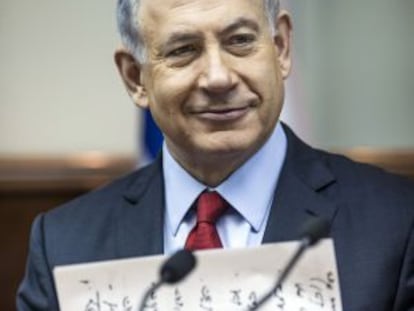 El israelí Benjamín Netanyahu, ayer en una reunión de su gabinete