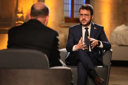 El presidente de la Generalitat, Pere Aragonès, durante una entrevista con TV3.