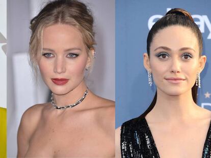 De izquierda a derecha: las actrices Natalie Portman, Jennifer Lawrence y Emmy Rossum. 