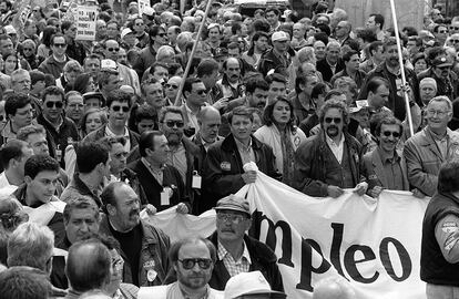 Cándido Méndez en la manifestación del Primero de Mayo celebrada en Madrid, el 1 de mayo de 1998.