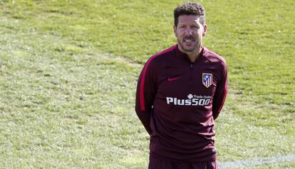 Simeone, en el entrenamiento de este martes. 