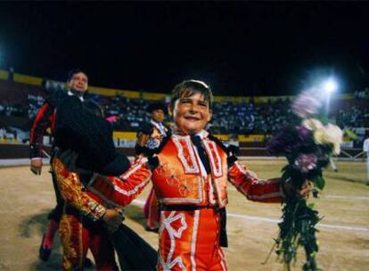 Michelito, el niño-torero, el pasado 21 de junio tras finalizar una corrida.