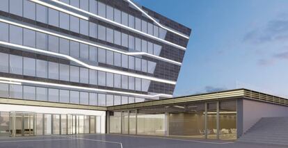 Maqueta del edificio inteligente de Axiare en Alcobendas.