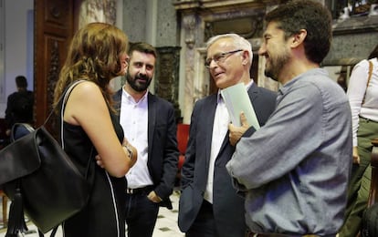 El alcalde Joan Rib&oacute;, con otros portavoces municipales de Valencia. 