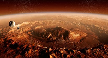 Recración de la llegada de la ‘Curiosity’ al cráter Gale.
