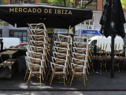 Terraza cerrada de un bar en Madrid.