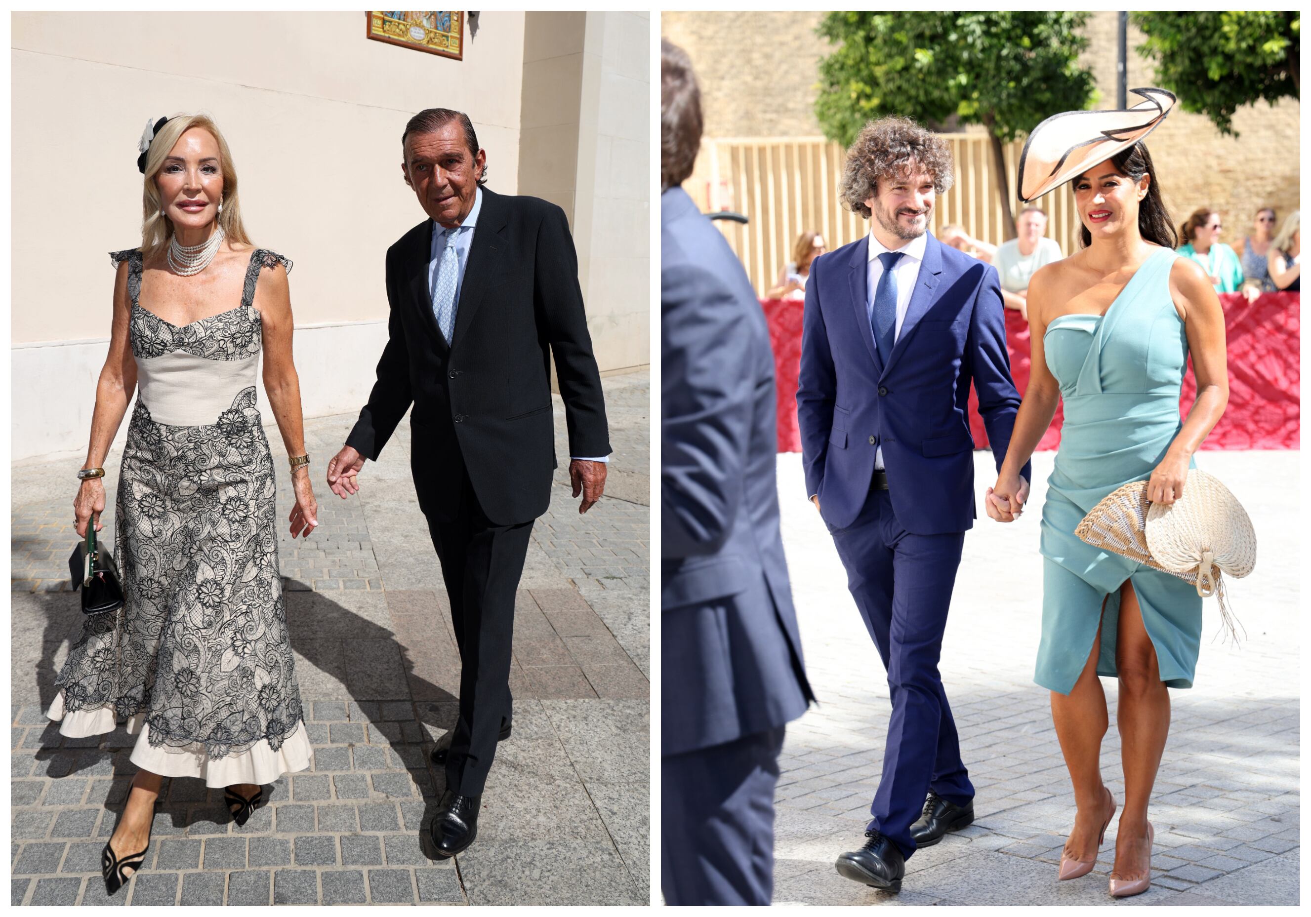 Cayetano Martínez de Irujo y Bárbara Mirjan se casan tras casi una década de relación 2 De izquierda a derecha, Carmen Lomana y Antonio Gutiérrez, y Begoña Villacís y Juan Cañada, a su llegada a la boda de Cayetano Martínez de Irujo y Bárbara Mirjan, este 4 de octubre en Sevilla.