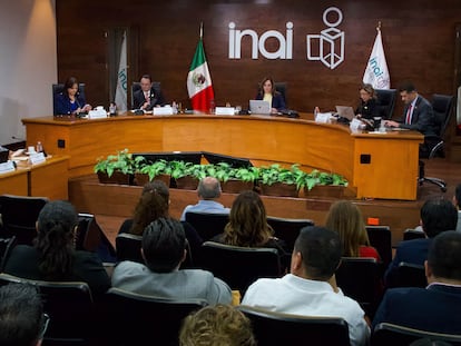 Una conferencia en las instalaciones del INAI, en Ciudad de México.