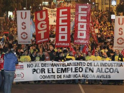 Proetsta en Avil&eacute;s contra el cierre de Alcoa el pasado jueves